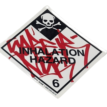 Inhalation Hazard Skull Slap-Up Label Sticker Original Tag Art by Saber Red 1