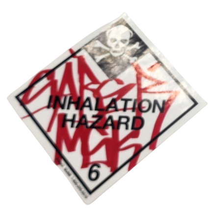 Inhalation Hazard Skull Slap-Up Label Sticker Original Tag Art by Saber Red 3