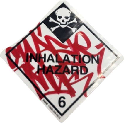 Inhalation Hazard Skull Slap-Up Label Sticker Original Tag Art by Saber