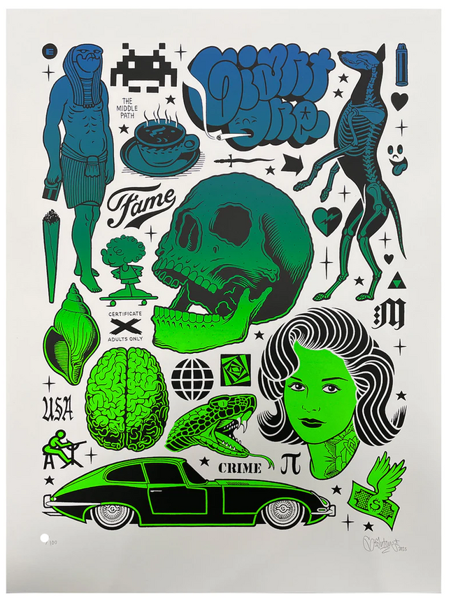 Invader Green Blue Silkscreen Print by Mike Giant
