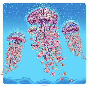 Jelly Blossom 15 Blue Sky Silkscreen Print by Emek Golan