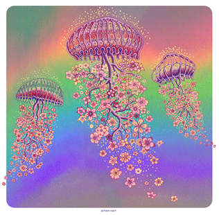 Jelly Blossom 15 No Sky Silkscreen Print by Emek Golan