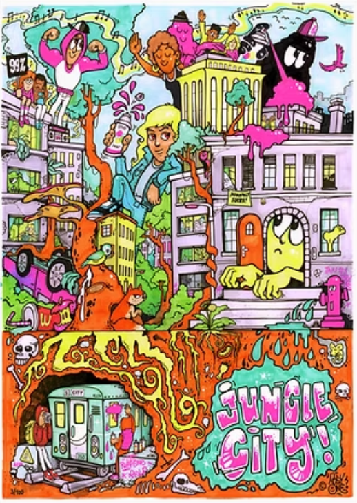 Impresión giclée de JungleCity por Rosy One