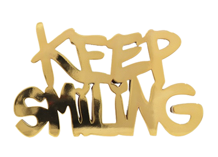 Keep Smiling Chrome Gold Painted Resin Sculpture by Mr Brainwash- Thierry Guetta