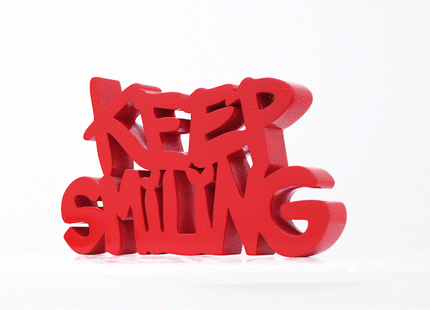 Keep Smiling Chrome Gold Painted Resin Sculpture by Mr Brainwash- Thierry Guetta