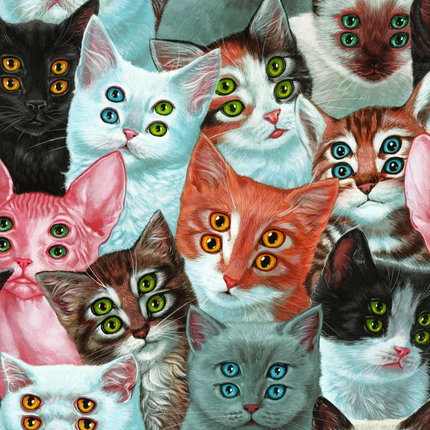 Kitty Kitty Party Party Archival Print by Casey Weldon