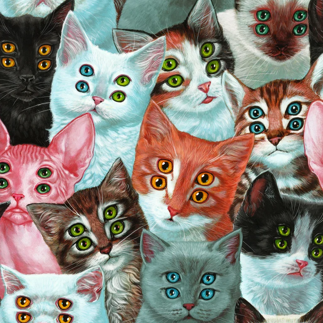 Kitty Kitty Party Party Archival Print by Casey Weldon