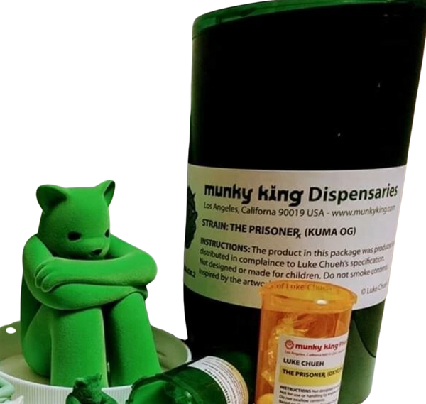 Kush XL 6 pouces, l'ours drogué prisonnier, figurine artistique de Luke Chueh