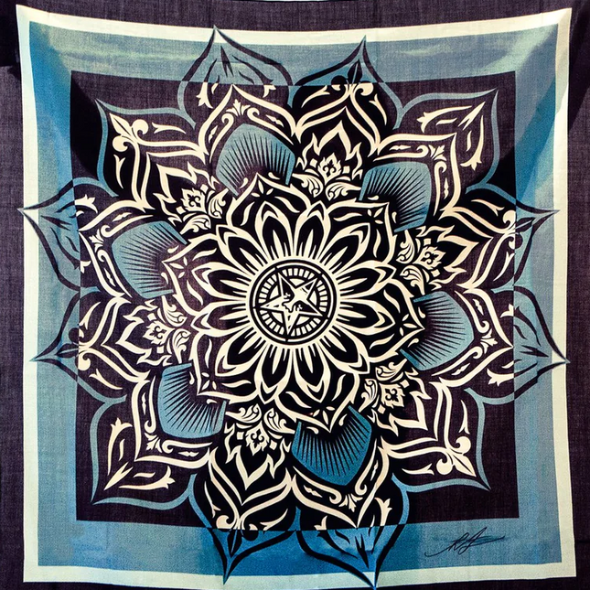 Lotus Diamond Scarf Blue AP Pennant/Tapestry by Julie Gardner x Amanda Fairey x Shepard Fairey- OBEY