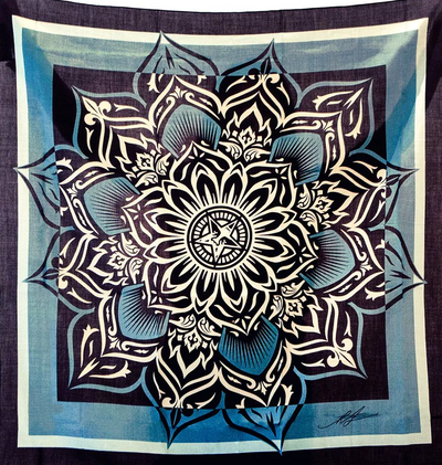 Lotus Diamond Scarf Blue AP Pennant/Tapestry by Julie Gardner x Amanda Fairey x Shepard Fairey- OBEY