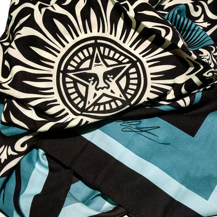 Lotus Diamond Scarf Blue AP Pennant/Tapestry by Julie Gardner x Amanda Fairey x Shepard Fairey- OBEY