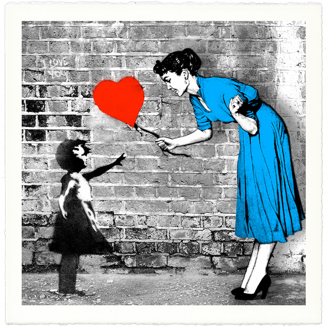 Love Catcher Blue Silkscreen Print by Mr Brainwash- Thierry Guetta