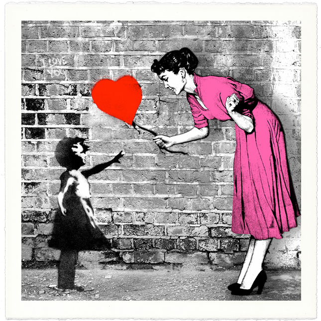 Love Catcher Pink Silkscreen Print by Mr Brainwash- Thierry Guetta