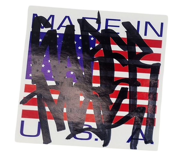 Made in USA Flag Slap-Up Label Sticker Original Tag Art by Saber ...
