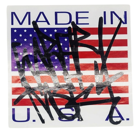 Made in USA Flag Slap-Up Label Sticker Original Tag Art by Saber Black 2