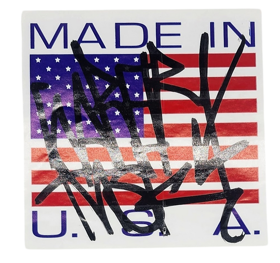 Made in USA Flag Slap-Up Label Sticker Original Tag Art by Saber ...