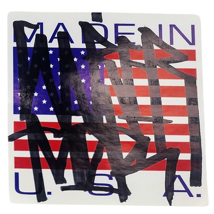 Made in USA Flag Slap-Up Label Sticker Original Tag Art by Saber Black 3