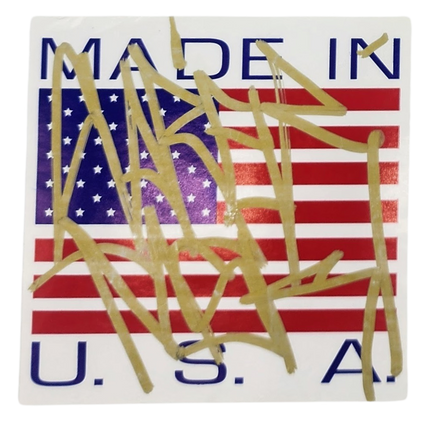 Made in USA Flag Slap-Up Label Sticker Original Tag Art by Saber Gold 2