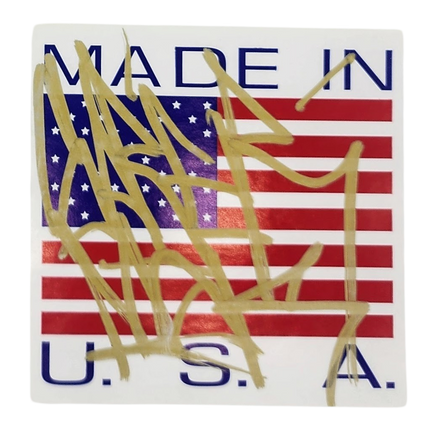 Made in USA Flag Slap-Up Label Sticker Original Tag Art by Saber Gold 3