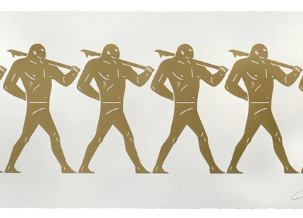 Marchers White Silkscreen Print by Cleon Peterson