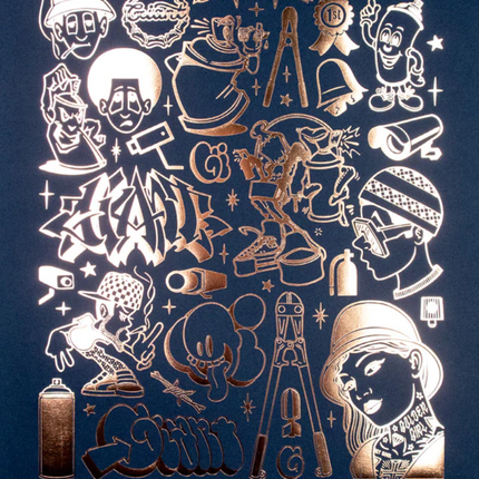 Modern Hieroglyphics Graffiti Copper PP Foil Block Print by Mike Giant