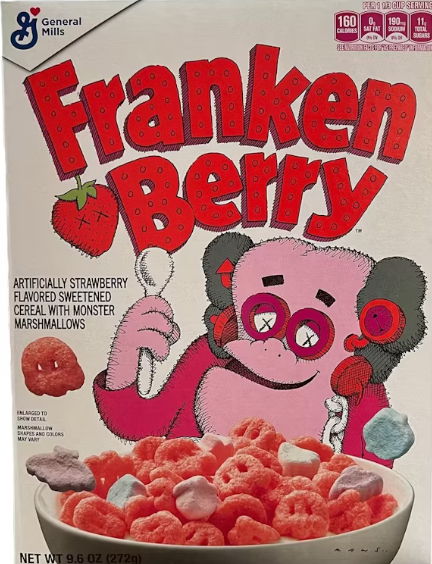 Monsters Franken Berry Cereal Object Art by Kaws- Brian Donnelly