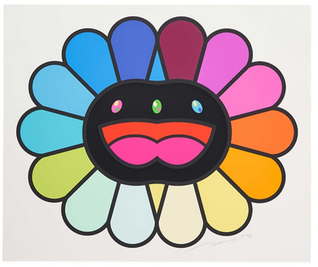 Multicolor Double Face Black SP Silkscreen Print by Takashi Murakami TM/KK