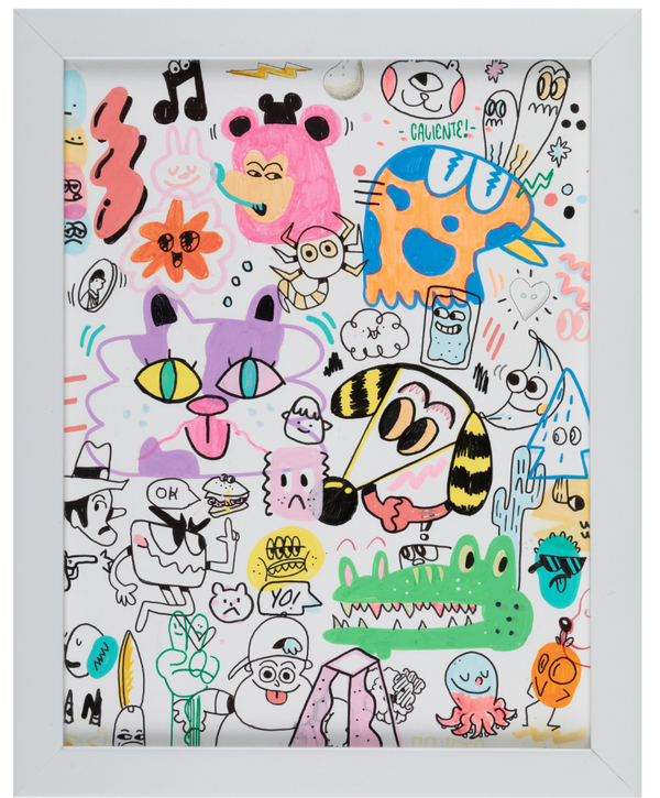 Scène de naïveté Époque 10 Dessin original au feutre sur toile par Blake Jones