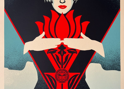 Noir Flower Woman Blue AP Silkscreen Print by Shepard Fairey- OBEY