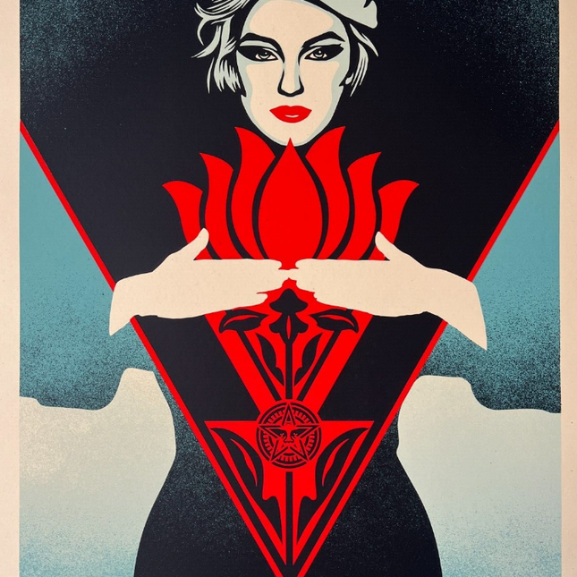 Noir Flower Woman Blue AP Silkscreen Print by Shepard Fairey- OBEY