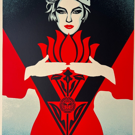 Noir Flower Woman Red AP Silkscreen Print by Shepard Fairey- OBEY