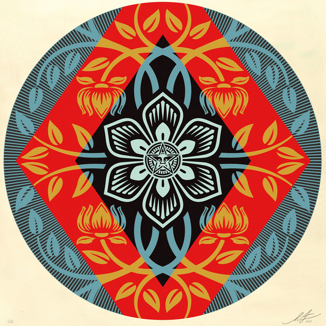 OBEY Diamond Flower Round Silkscreen Print by Shepard Fairey- OBEY