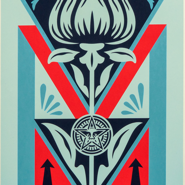 Obey Deco Flower Blue AP Silkscreen Print by Shepard Fairey- OBEY