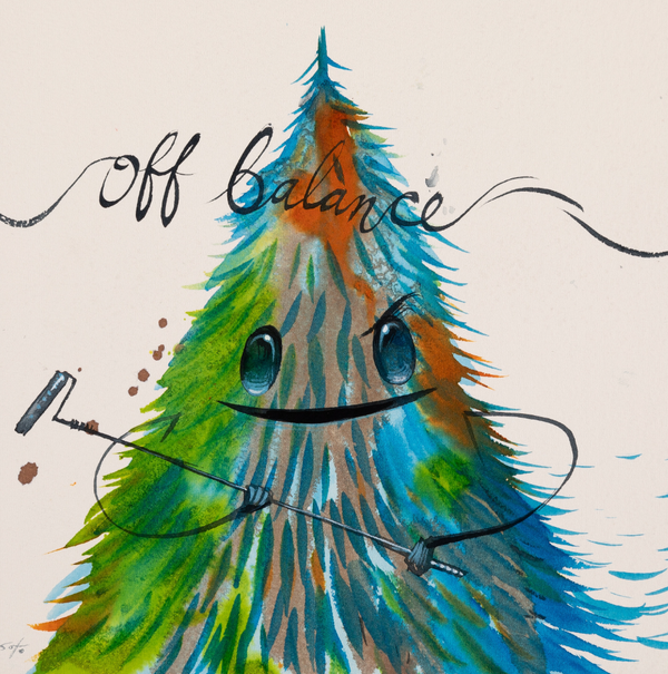 Peinture originale à l'aquarelle Off Balance de Jeff Soto