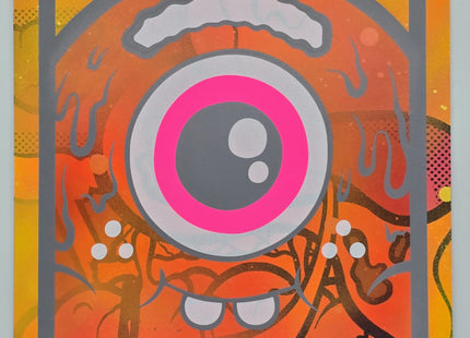 Orange Mister Melty Icon Painted HPM Acrylic Silkscreen Print by Buff Monster