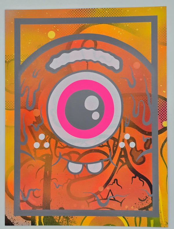 Icono naranja de Mister Melty pintado, impresión acrílica HPM, serigrafía de Buff Monster