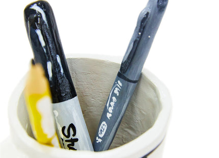 Paint Mug With Brushes Original Ceramic Sculpture by Joshua Vides