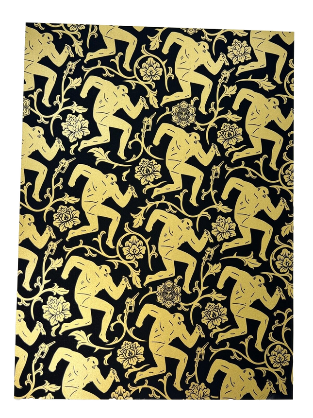 Pattern of Corruption Black Gold AP Silkscreen Print by Shepard Fairey- OBEY x Cleon Peterson