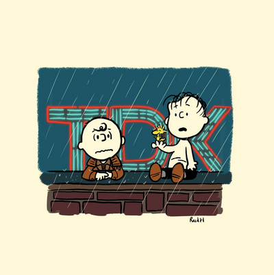 Peanuts Runner Linus & Charlie Brown Giclee Print by Raid71
