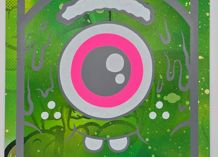 Pink Green Mister Melty Icon Painted HPM Acrylic Silkscreen Print by Buff Monster