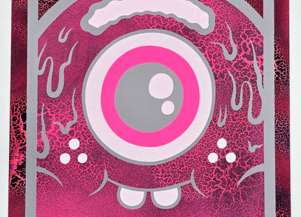 Pink Mister Melty Icon Painted HPM Acrylic Silkscreen Print by Buff Monster