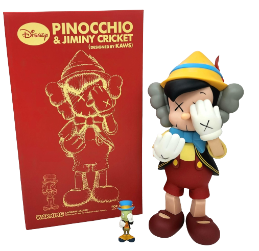 Pinocchio & Jiminy Cricket Disney Companion Fine Art Toy by Kaws- Brian Donnelly