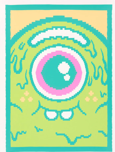 Icono de píxel AP serigrafiado por Buff Monster