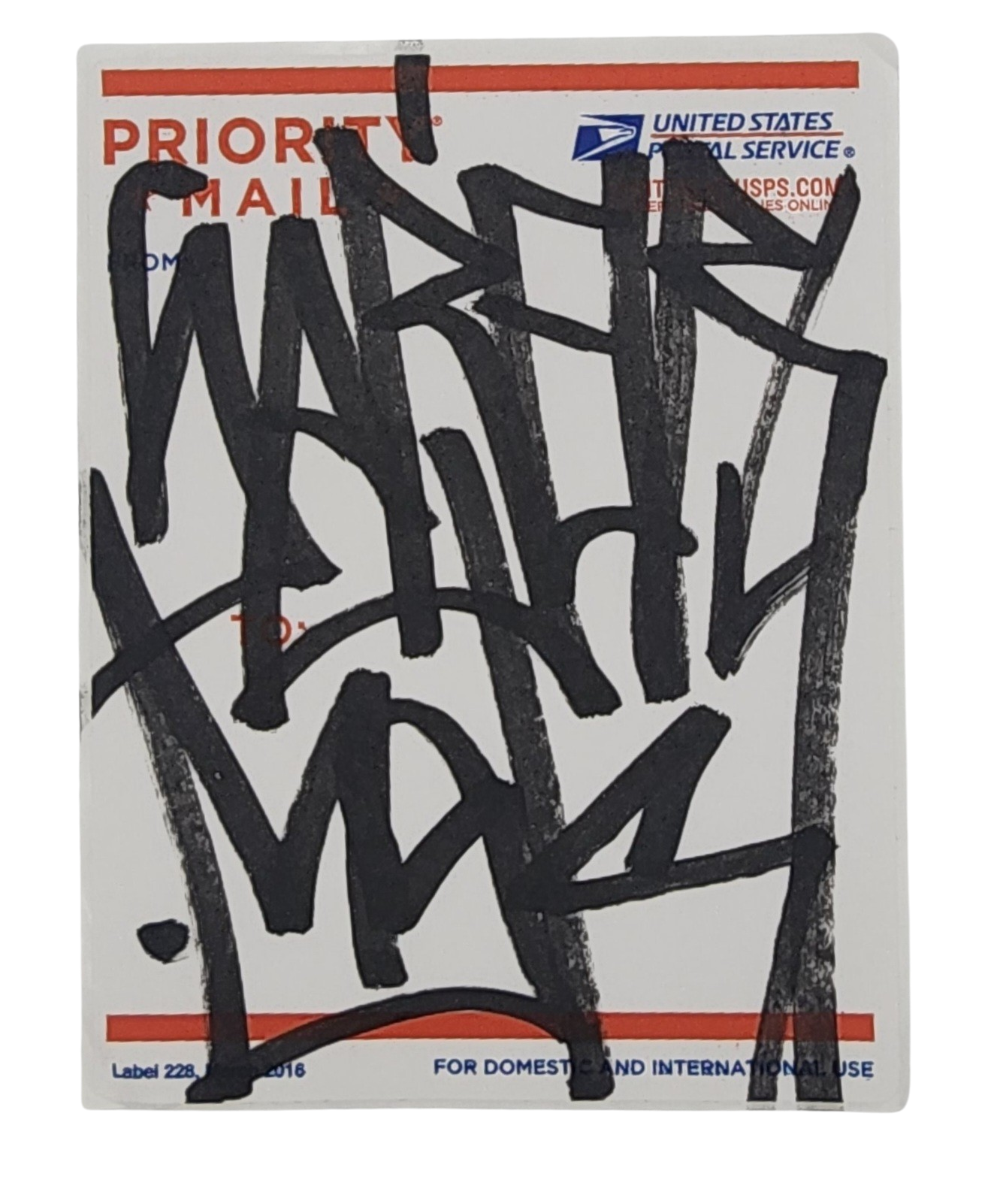 Mail. Tag Pic Priority Mail 228-2016 Slap-Up Label Sticker Original Tag Art by Saber ...