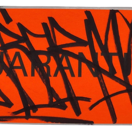 Quarantine Neon Orange Slap-Up Label Sticker Original Tag Art by Saber Orange 2