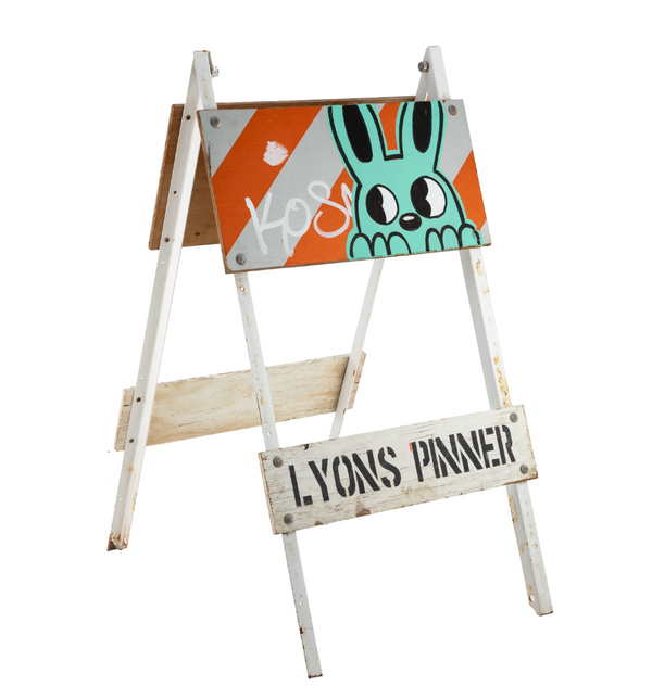 Rabbit A Frame Original Acrylic Sign Spray Painting by Blake Jones