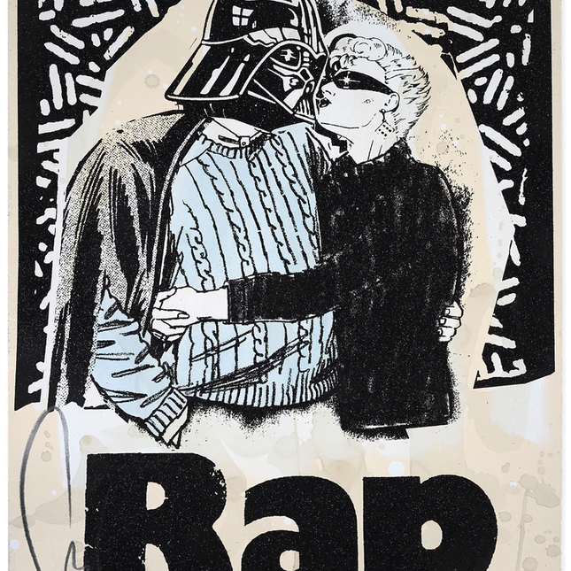 Rap in Blue HPM Acrylic Spray Paint Silkscreen Print by Faile