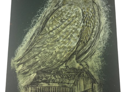Reconstructed Snowy Owl Metallic Silkscreen Print by Dan Grzeca