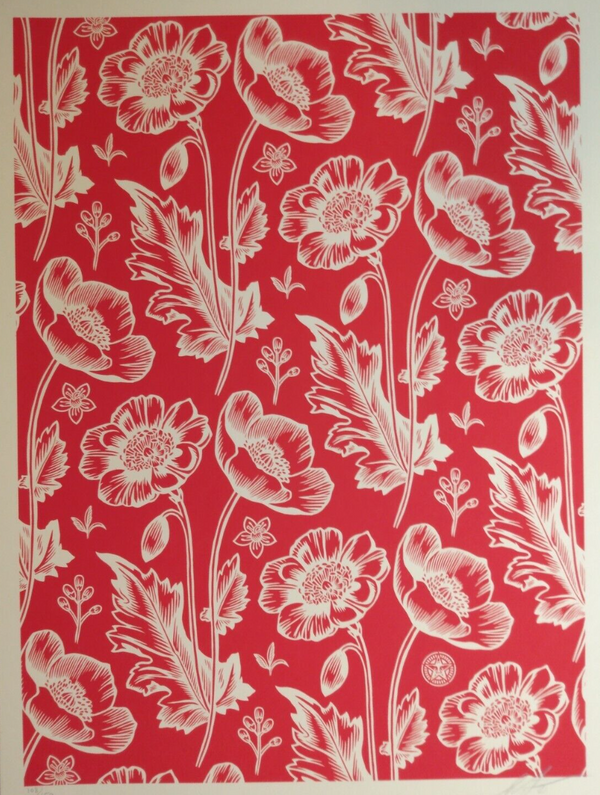 Sérigraphie « Red &amp; Cream Sedation in Bloom » de Shepard Fairey - OBEY