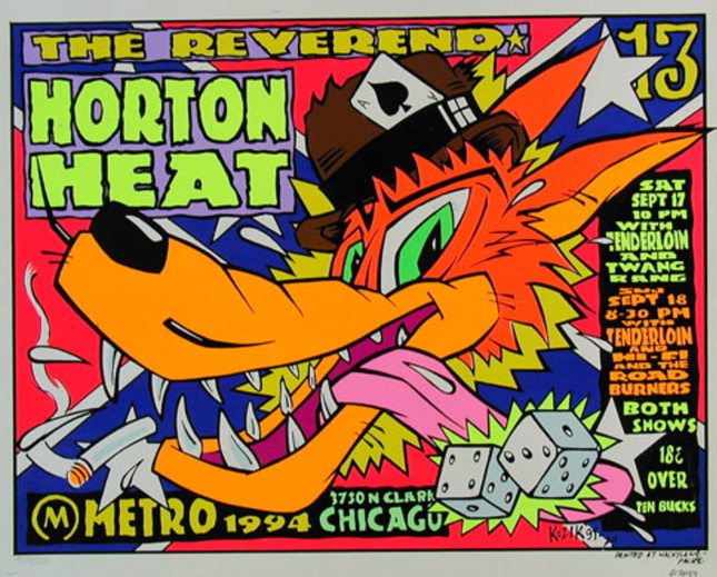 Reverend Horton Heat Tenderloin Twang Rang Hi-Fi 1994 Chicago IL Silkscreen Print by Frank Kozik